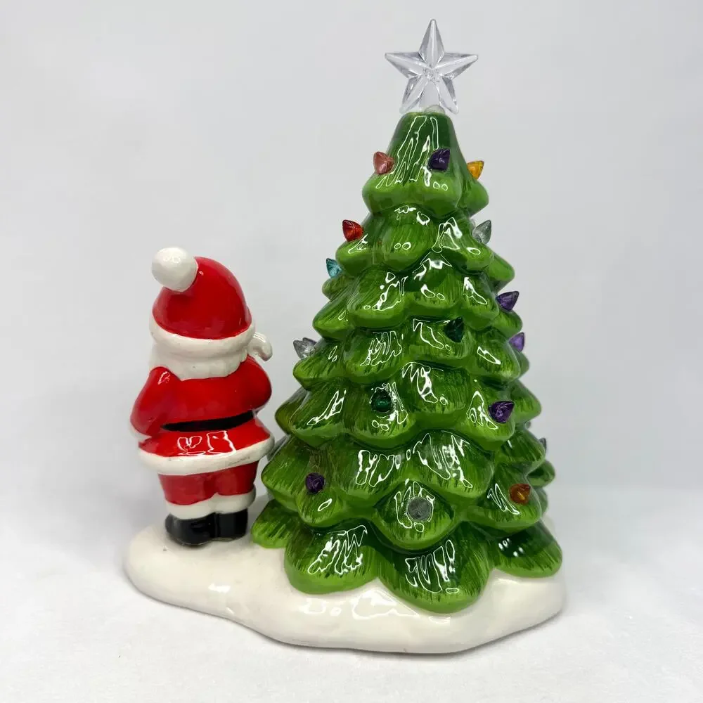 Midwest Gift Light Up Vintage Style Santa and Tree Decor